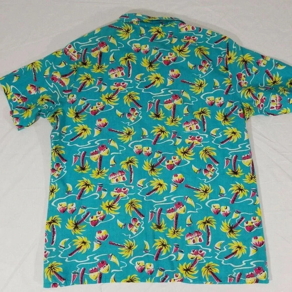 Vintage Sun Country 1980's Turquoise Blue Hawaiian - Picture 4 of 4
